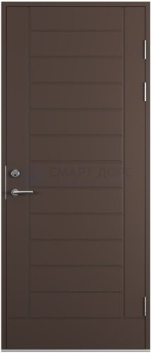 Дверь наружная деревянная ScanDo 06, темно-коричневая, 9*21, правое