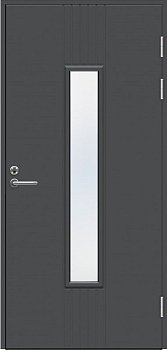 Теплая входная дверь SWEDOOR by Jeld-Wen Function F2050 W28 тёмно-серая (цвет RR23), с замком ASSA 565