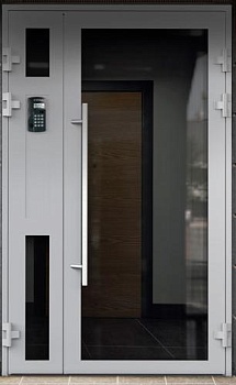 Дверь металлическая для подъезда Nord Фотон со светопрозрачной конструкцией