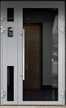 Дверь металлическая для подъезда Nord Фотон со светопрозрачной конструкцией